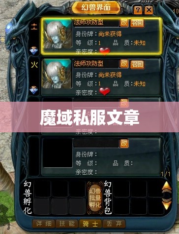[幻兽心得]法师和战士的最佳性价比宝宝搭配，魔域SF - 私服魔域网