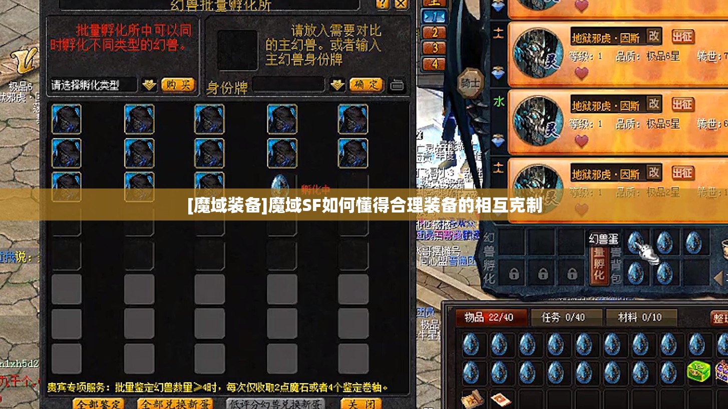 [魔域装备]魔域SF如何懂得合理装备的相互克制