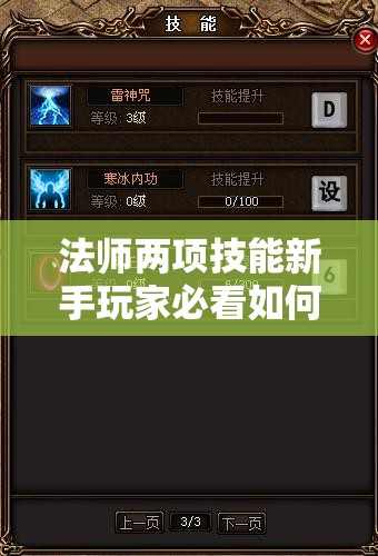 法师两项技能新手玩家必看如何快速升级