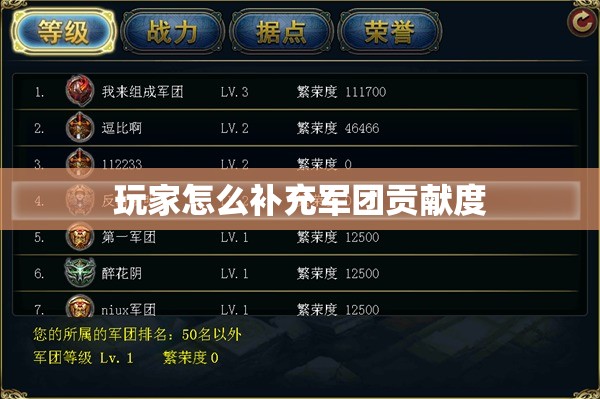 玩家怎么补充军团贡献度